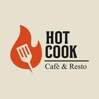 logo warm koken. vintage gegrilde barbecue logo, retro bbq vector, vuur grill eten en restaurant icoon, rood vuur icoon vector