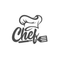 creatieve chef-kok hoed symbool tekst lettertype brief logo vector ontwerp illustratie