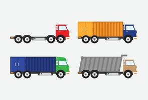 vrachtwagens en opleggers geïsoleerd vector