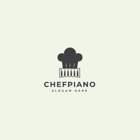 chef van piano logo ontwerpsjabloon vector