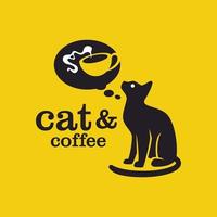 katten koffie logo vector