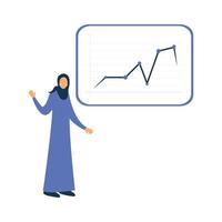 een zakelijk diagram grafiek diagramrapport met moslim karakter vector