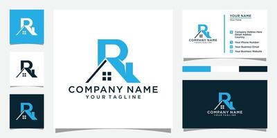 letter r logo ontwerp en huis vector ontwerp