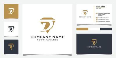 beginletter d met diamant vector logo-ontwerp