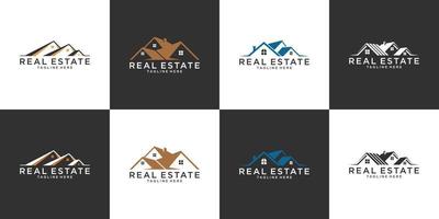 set van dak en huis logo vector ontwerpconcept. onroerend goed logo.