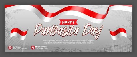 pancasila-daglay-out voor sociale media-sjabloon met Indonesische vlagbanner vector
