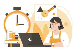 time management concept vlakke afbeelding vector