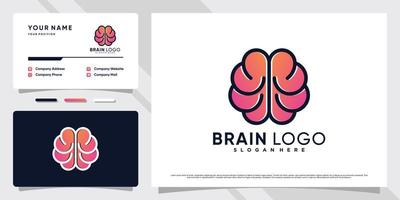 slimme hersentechnologie logo ontwerp illustratie met eenvoudig concept en visitekaartje premium vector