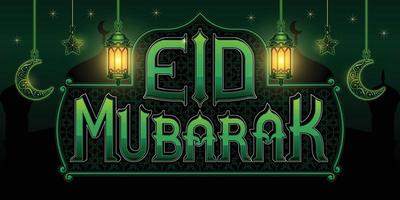 eid mubarak tekst groene achtergrond vector