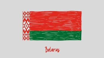 Wit-Rusland nationale land vlag marker of potlood schets illustratie vector