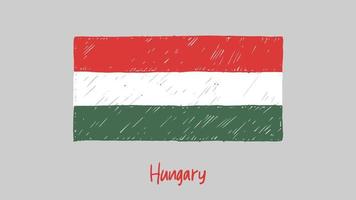 Hongarije nationale land vlag marker of potlood schets illustratie vector