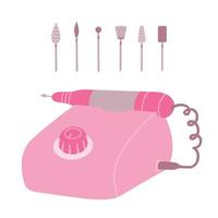 apparaat voor manicure. hulpmiddel voor manicure en pedicure. illustratie voor afdrukken, achtergronden, covers, verpakkingen, wenskaarten, posters, stickers en textiel. geïsoleerd op een witte achtergrond. vector