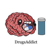 illustratie vector van junkies hersenen, drugsverslaving