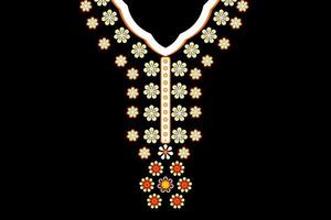 traditioneel geometrisch etnisch patroon, flora geborduurde kettingontwerpmode voor damesblouse; vector