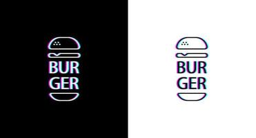 burger-logo-ontwerp met glitch-effect vector