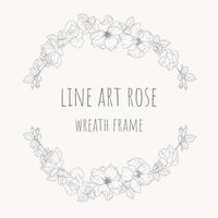 doodle line art rose bloem boeket krans frame met kopie ruimte voor textdoodle line art rose bloem boeket krans frame vector