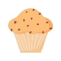 heerlijke mooie cupcake met rozijnen. huis muffin. smakelijk dessert voor verjaardagen, bruiloften en andere feestdagen. logo voor bakkerijen. vectorillustratie. vector