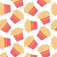 patroon met frietjes in een rode doos. patroon met fastfood. vectorillustratie in cartoon-stijl. vector