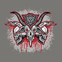 gotisch bord met geitenschedel en pentagram, grunge vintage design t-shirts vector