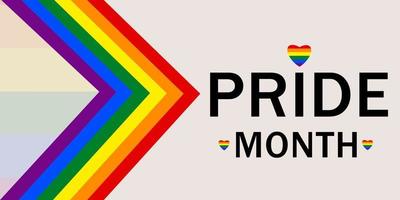 horizontale banner voor lgbt pride-maand. LGBT-vlag, hartvorm, tekst. vectorillustratie. vector