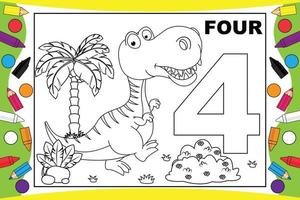 dinosaurus cartoon kleuren met nummer voor kinderen vector