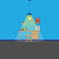 vector studie bureau illustratie compleet met boeken en lamp