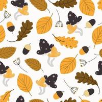 herfst bomen patroon. blad vallen naadloze achtergrond. gestileerde bladeren van eiken, beuken, berk, esdoorn. veelzijdig ontwerp voor stof, digitaal papier, scrapbooking. vector hand getekende illustratie