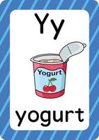 yoghurt vector geïsoleerd op een witte achtergrond letter y flashcard yoghurt cartoon