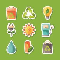 groene technologie doodle handgetekende stickercollectie vector