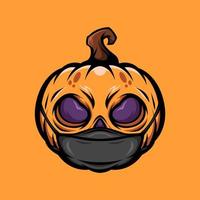 halloween-pompoen met maskerillustratie vector