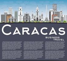 caracas skyline met grijze gebouwen, blauwe lucht en kopieer ruimte. vector