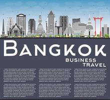 skyline van bangkok met grijze oriëntatiepunten, blauwe lucht en kopieerruimte. vector