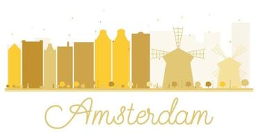 Amsterdam stad skyline gouden silhouet. vector