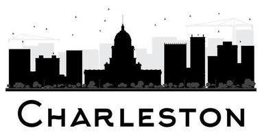 charleston city skyline zwart-wit silhouet. vector