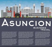 asuncion skyline met grijze gebouwen, blauwe lucht en kopieer ruimte. vector