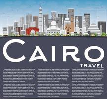 Caïro skyline met grijze gebouwen, blauwe lucht en kopieer ruimte. vector