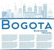 schets de skyline van Bogota met blauwe gebouwen en kopieer ruimte. vector
