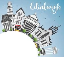 edinburgh skyline met grijze gebouwen, blauwe lucht en kopieer ruimte. vector