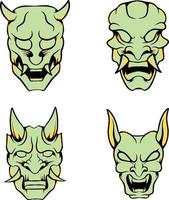 Japanse masker oni vectorillustratie die zeer geschikt is voor het maken van stickerpakketten, branding, kleding en andere vector