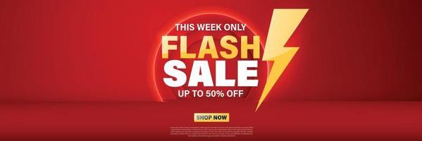 flash verkoop banner sjabloonontwerp voor web of sociale media. vector