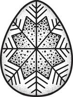 vectorillustratie, zwart-wit tekening, decoratief paasei met een patroon op een transparante achtergrond, ontwerpelement vector