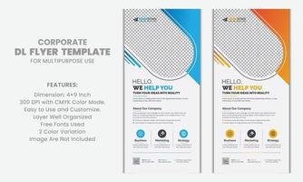 blauw, geel, oranje gradiënt modern creatief concept voor corporate dl flyer rack card template clean design vector