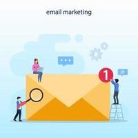 e-mailmarketingconcept, e-mailmarketingdiensten, reclamecampagne, digitale promotie, online bedrijfsstrategie, platte vectorsjabloon vector