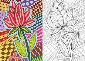 decoratieve bloemen henna-stijl kleurboek pagina-illustratie voor volwassenen