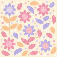 bloemmotief met roze en paarse bloesems en bladeren perfect voor textielbehang. -vector. vector