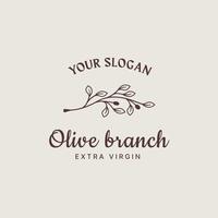 olijftak logo ontwerpsjabloon, olijfolie, olijfblad, olijf logo combinatie met prachtige typografie vector