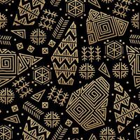 Maya lappendeken naadloos patroon. zwarte en gouden kleuren. vector