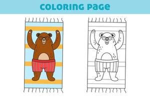 kleurboek met een grappige beer. een eenvoudig spel voor kleuters. vectorillustratie voor boeken, kleurboek, thuis vrije tijd en educatief materiaal. vector