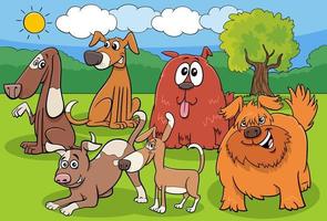 grappige cartoon honden en puppy karakters groep vector