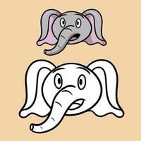 een reeks illustraties voor een kleurboek. verrast kleine olifant, cartoon olifant emoties, vectorillustratie op beige background vector